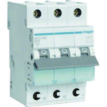 Hager, Schutzschalter, HAG MCS363 C63 Einbauautomat 3p Quick Connect