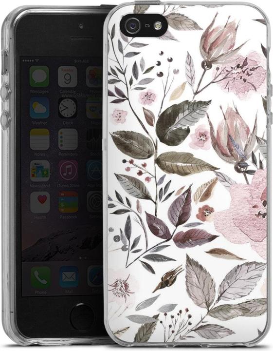 Produktbild DeinDesign Silikon Hülle für Apple iPhone 5 Handyhülle Case Smartphone Schutzhülle Blumen Pastell Wasserfarbe (Apple iPhone 5)