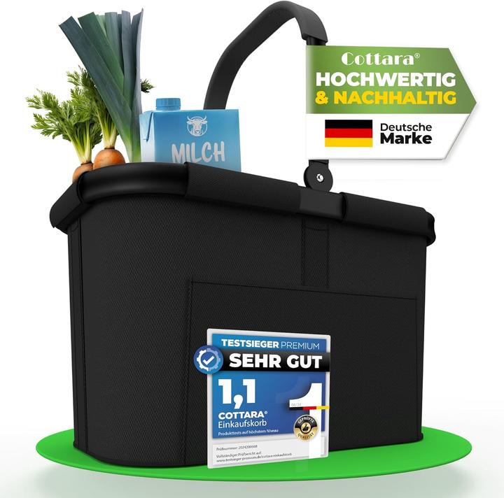 Actual product image Cottara Stabiler Einkaufskorb mit Innentasche und Frontfach