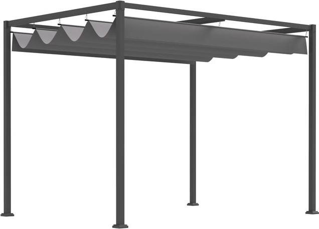 Actual product image Swisshandel24 Pergola Pavillon, Schiebedach, 298x213x221 cm, Grau, wetterfestes Polyester (298 cm, 213 cm)