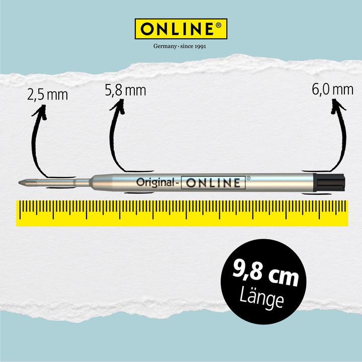 Produktbild Online Kugelschreiberminen M schwarz, 6 St. (Füllertinte, Schwarz, 0.60 mm)