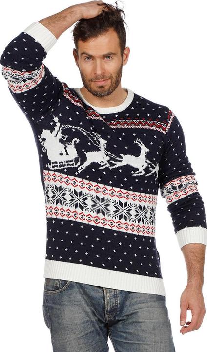 Produktbild Wilbers Herren Weihnachtspulli Santa Schlitten, blau (L)