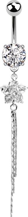 Immagine prodotto Star Piercing Banana d'argento con palla e sfera di cristallo ciondolo d'argento fiore di cristallo filo (Ottone, Acciaio chirurgico 316L)