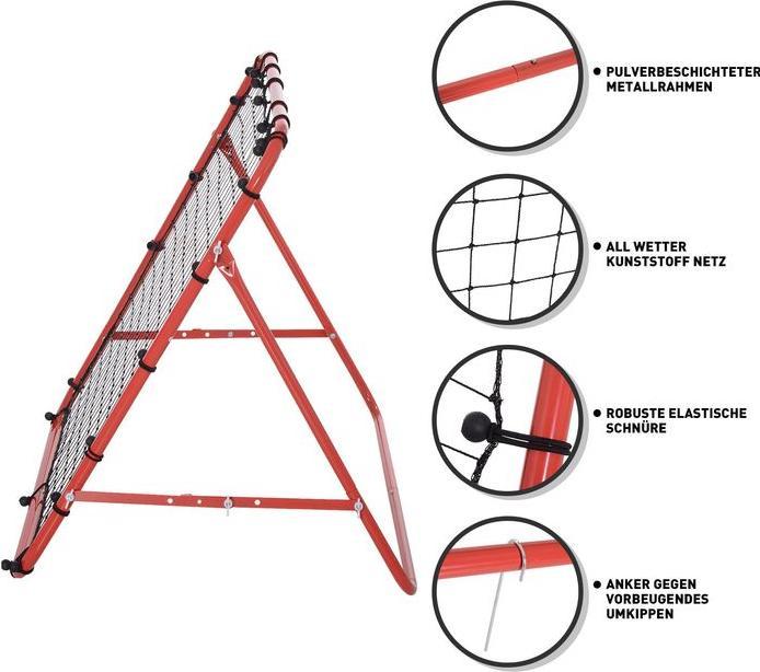 Actual product image Swisshandel24 Rebounder Football Rebound wall Goal Net for football Adjustable angle Red+Black 96 x 80 x 96