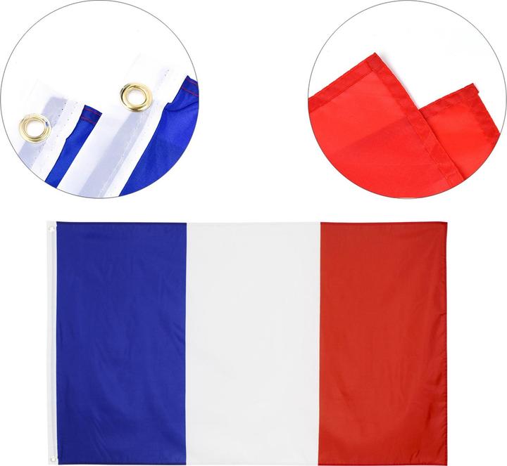 Produktbild Lobwerk Frankreich France Flagge mit Ösen Fahne 150x90 Metalösen Wetterfest Fahnenmast (90 x 150 cm)