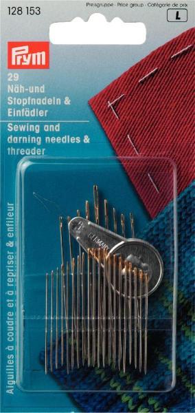 Actual product image Prym Sewing and darning needle range with threader Card 29 needles