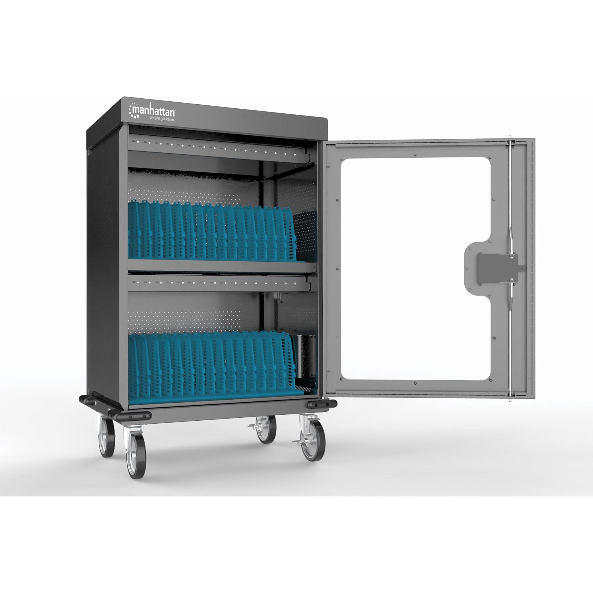Thumbnail - Manhattan 32-Port USB-C Ladeschrank auf Rollen 576 W, Notebookwagen, Grau
