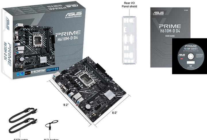 Actual product image ASUS PRIME H610M-D D4 (LGA 1700, Intel H610, mATX)
