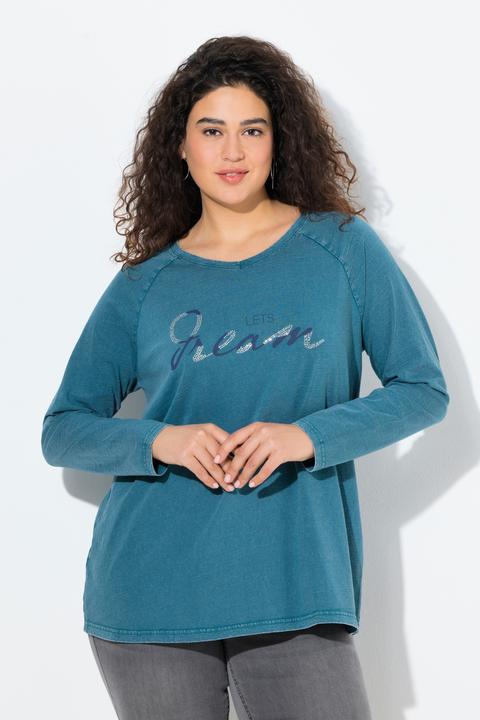 Immagine prodotto Ulla Popken Maglia dal taglio svasato con stile vintage, scollo a V e maniche lunghe (46, 48)