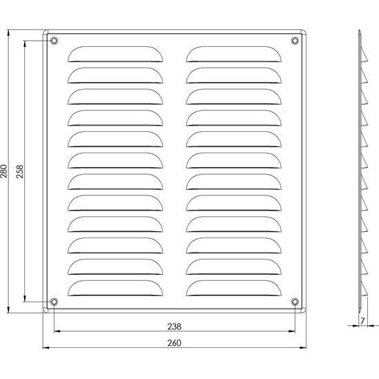 Thumbnail - Euro3plast, Belüftungssystem, GRILLE METAL 260X280, WHITE