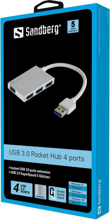 Produktbild Sandberg USB 3.0 Pocket Hub (USB-A, 4 Ports)
