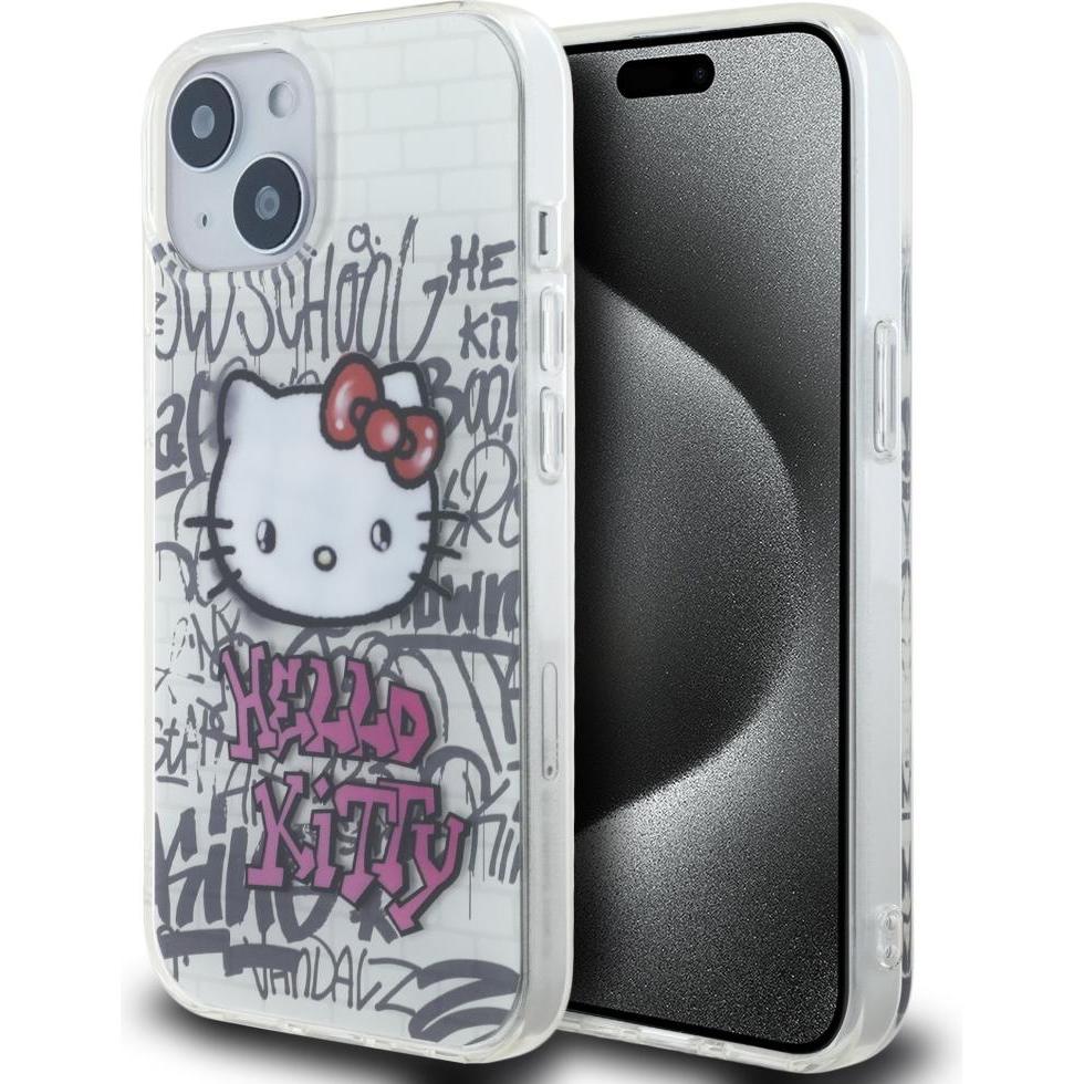 Thumbnail - Hello Kitty HKHCP15SHDGPHT iPhone 15 6.1" biały/white hardcase IML Kitty On Bricks Graffiti (Apple iPhone 15), Smartphon...