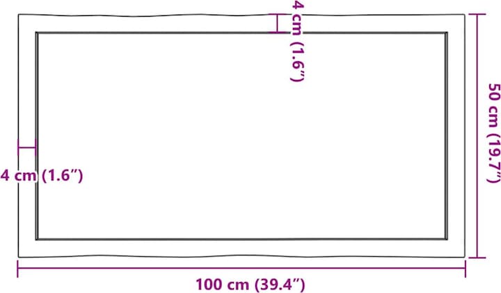 Actual product image VidaXL Tischplatte 100x50x4 cm Massivholz Eiche Behandelt (100 x 50 x 4 cm)