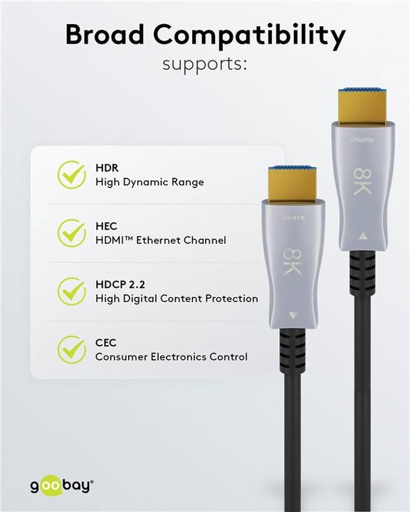 Actual product image Goobay Optical Hybrid Ulra High-Speed HDMI Cable with Ethernet AOC (30 m, HDMI, 2.2)