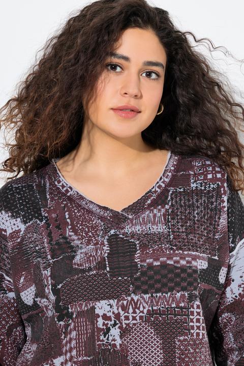 Actual product image Ulla Popken Patch Print V-Neck Sweatshirt (54)