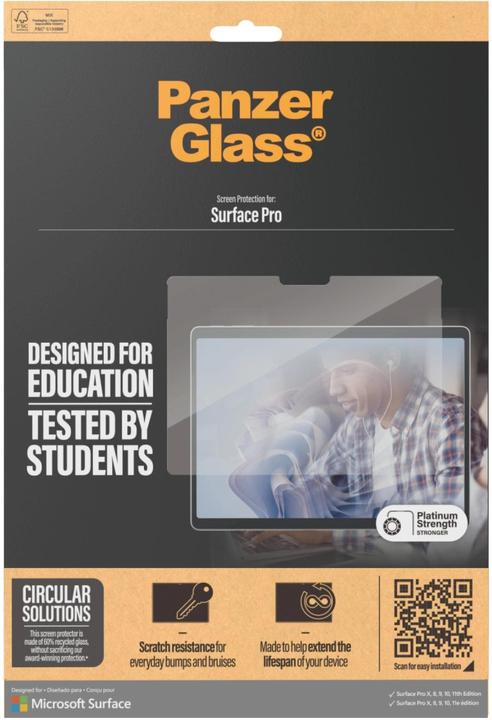 Produktbild PanzerGlass Ultra Wide Fit Surface Pro X / 8 / 9 / 10 / 11 (1 Stk., Microsoft Surface Pro 11, Microsoft Surface Pro 8, Microsoft Surface Pro 9, Microsoft Surface Pro X)