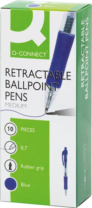 Produktbild Q-Connect Kugelschreiber mit Druckmechanik (Blau, 10x)