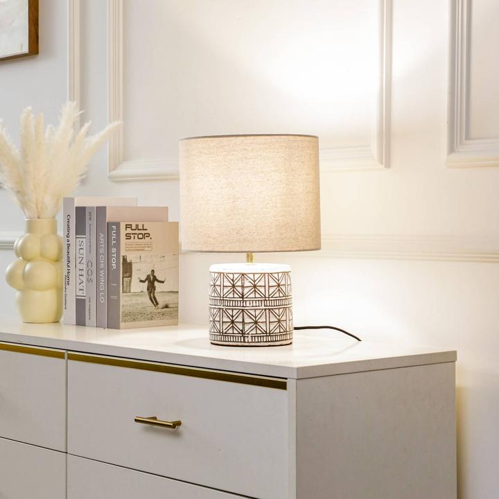 Actual product image Lucande Thalorin table lamp White/Black/Grey (E27)