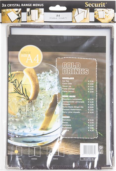 Actual product image Securit Menu card folder CRYSTAL, A4, fr 6 sheets