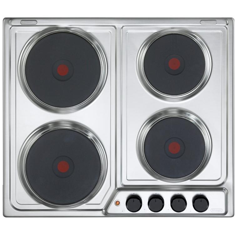 De'Longhi De?Longhi FFI 46 ER piano cottura Acciaio inossidabile Da incasso 60 cm Piastra sigillata 4 Fornello, Piano di cottura, Argento