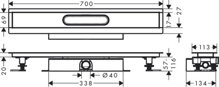 Produktbild hansgrohe HG Komplettset uBox universal für Duschrinnen Fertigsets, flach 700mm (700 mm)