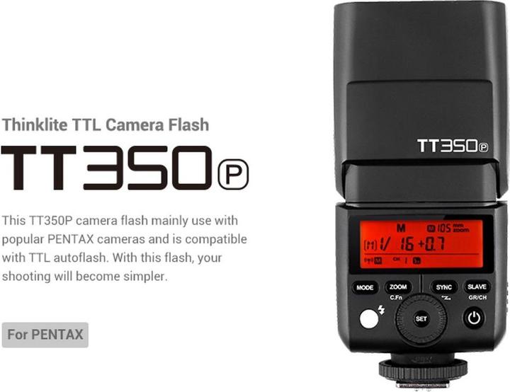 Actual product image Godox TT350P (Plug-on flash, Pentax)
