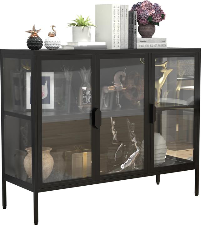 Produktbild VCM Stahl Glas Vitrine Sideboard Floka L (110 x 35 x 80 cm)