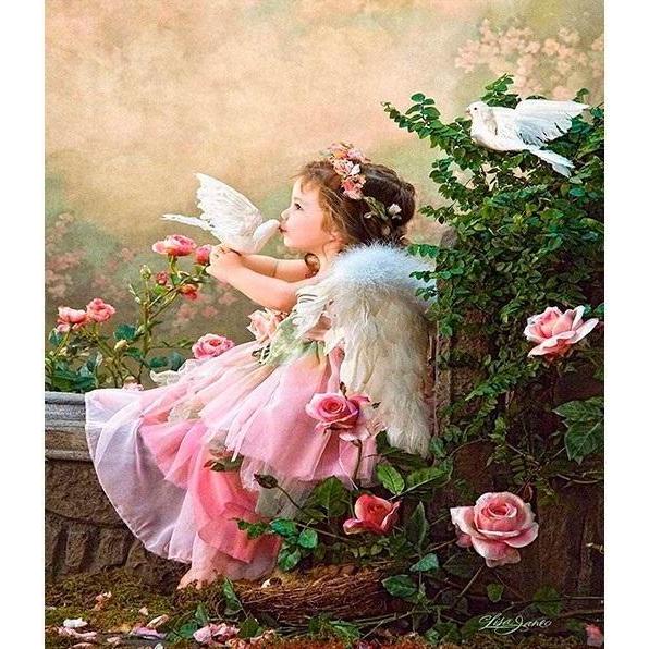 Norimpex 5D-Diamantmosaik - Mädchen mit Taube 40x30cm