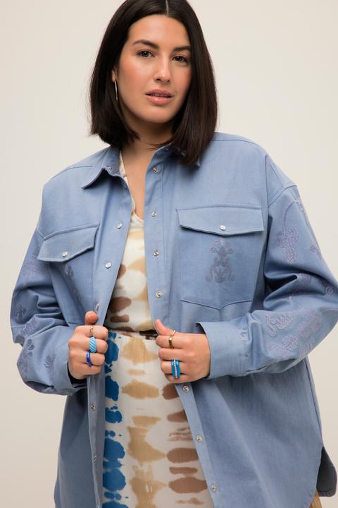 Immagine prodotto Studio Untold Camicia di jeans dal taglio oversize con ricami, collo da camicia e maniche lunghe (46, 48)