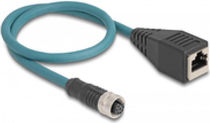 Produktbild Delock M12 Adapterkabel A-kodiert 8 Pin Buchse zu RJ45 Buchse 50 cm (CAT6a, 0.50 m)
