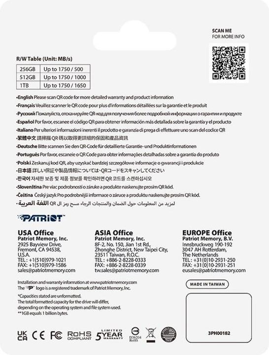 Produktbild Patriot EP CFexpress 2.0 Type B 1TB 1750MB/s (1000 GB, CFexpress Typ B)