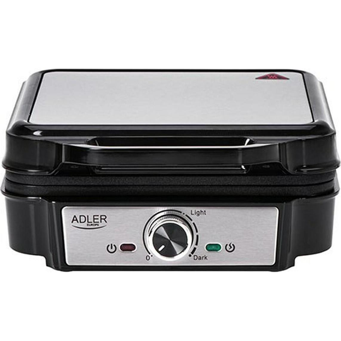 Adler Gofrownica AD 3083, Piastra per waffel, Argento, Nero