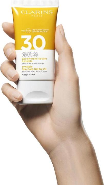 Immagine prodotto Clarins Sole - Gel-en-Huile Solaire Invisible Visage SPF30 (Crema solare viso, SPF 30, 50 ml, 72 g)