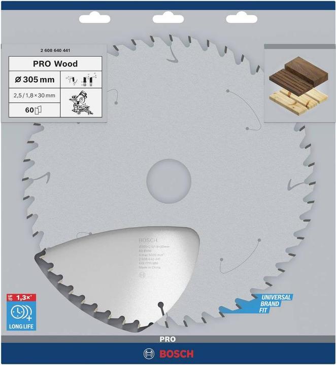 Immagine prodotto Bosch Professional Zubehör Lama per sega circolare PRO Wood, 305 x 2,5 x 30 mm