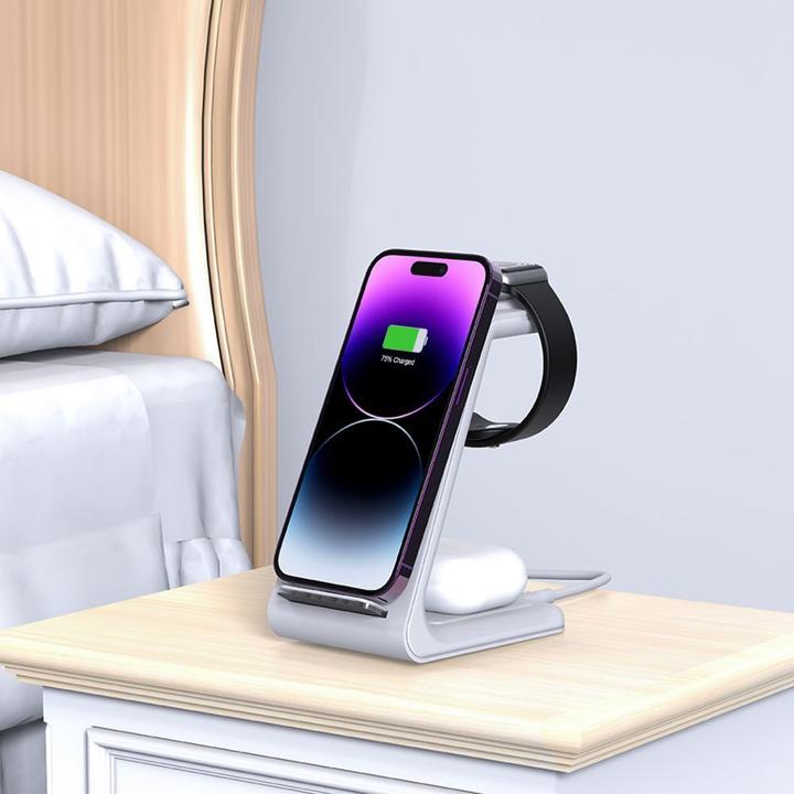 Produktbild Tech-Protect Dock station QI15W-A36 3IN1 WIRELESS CHARGER FOR APPLE White (10 W)