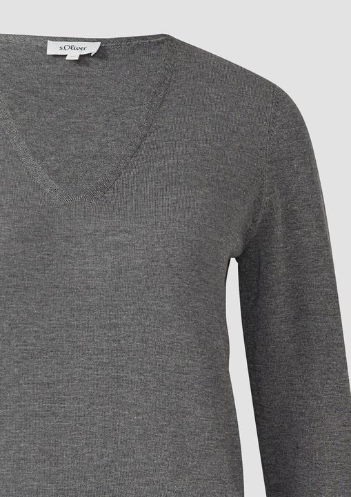 Actual product image s.Oliver Strickpullover Feinstrickpullover mit V-Ausschnitt und Rollkante am Saum (40)