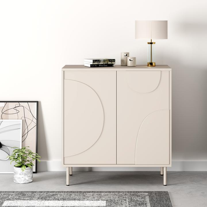 Produktbild En.Casa Sideboard Holea mit 2 Türen 75x70x34 cm Beige