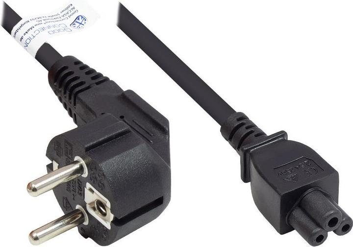 Actual product image Good Connections Power cord grounding plug type E+F (CEE 7/7, angled) to C5 (straight) for notebook, black, 0 (3 m, CEE 7/7)
