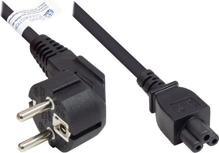 Produktbild Good Connections Netzkabel Schutzkontakt-Stecker Typ E+F (CEE 7/7, gewinkelt) an C5 (gerade) für Notebook, schwarz, 0 (3 m, CEE 7/7)