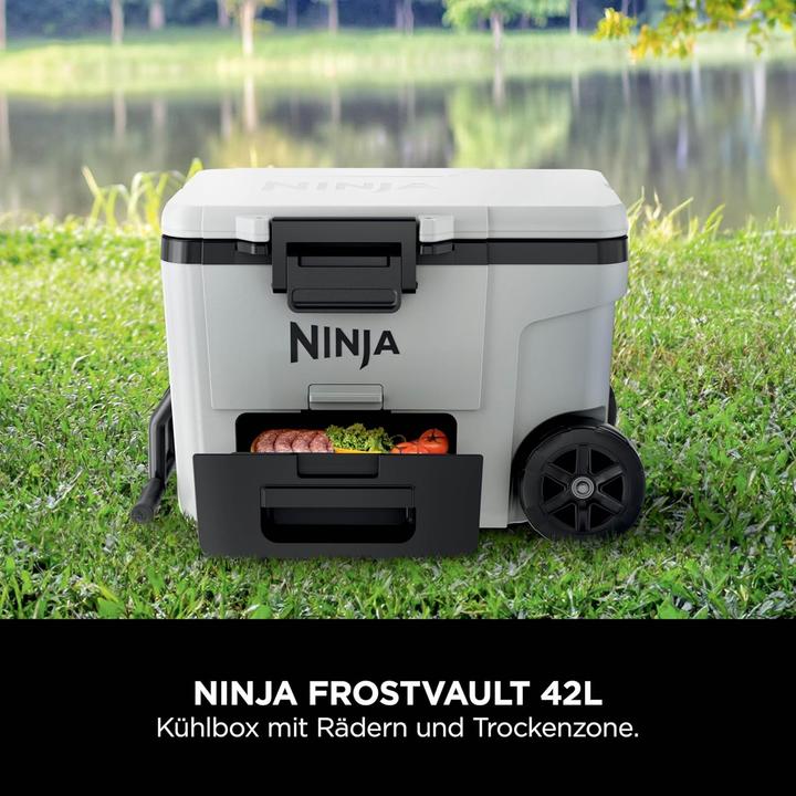 Actual product image Ninja FrostVault Kühlbox mit Rollen und Isolierung, integrierter Dry Zone Schublade für Lagerung bei