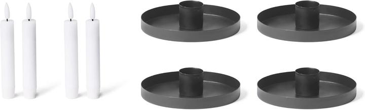Image du produit Novaliv Lot de 4 bougeoirs 6cm en métal NOIR avec bougie cire véritable électrique sans flamme (6 x 6 x 6 cm)