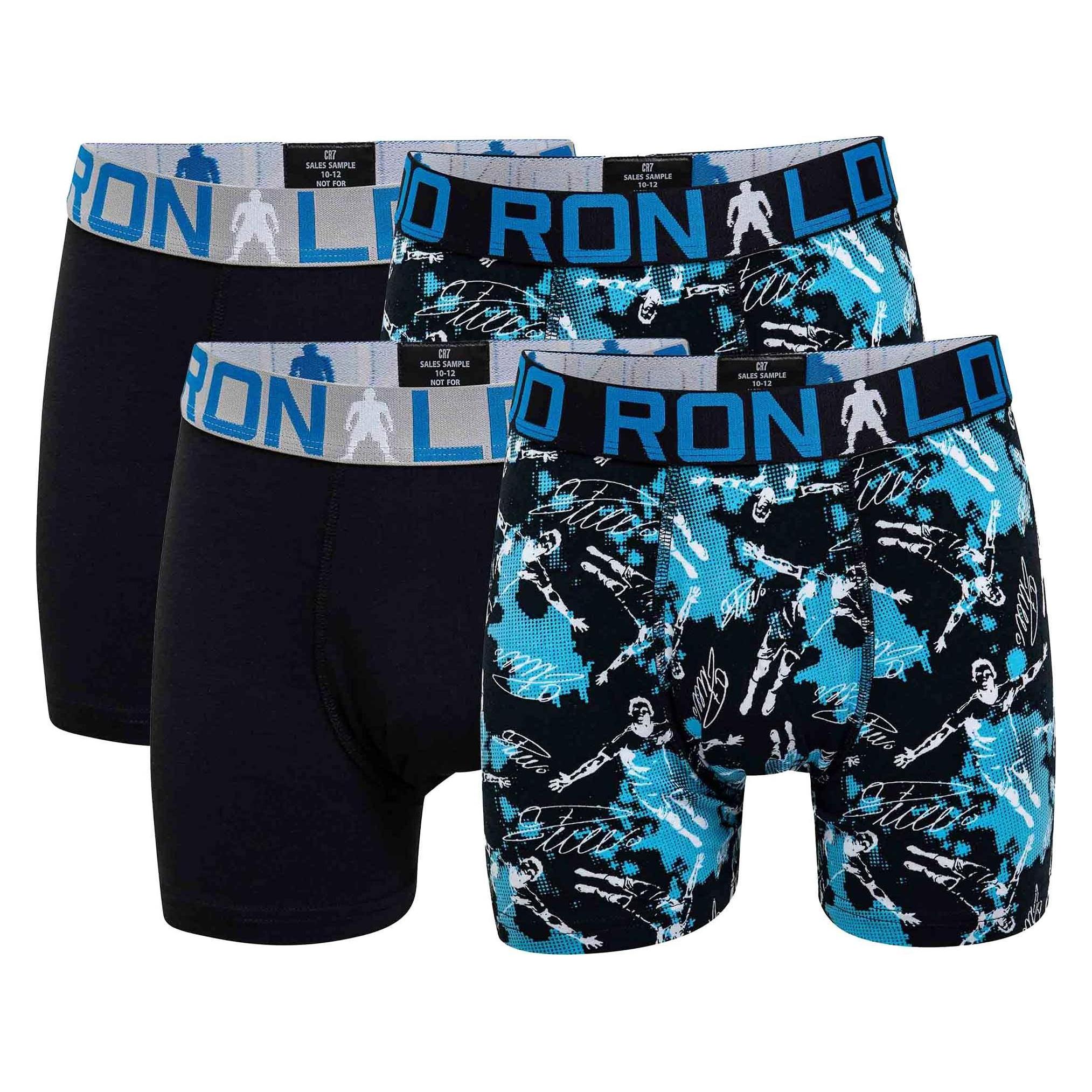 CR7, Jungen, Unterhosen, Boxershort Casual Figurbetont Boys Trunk 4-pack, Mehrfarbig, (140, 146, 4er Pack)