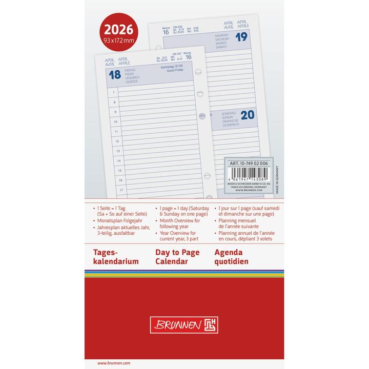Produktbild Tageskalendarium (9,3 x 17,2 cm, 1 Tag / 1 Seite)