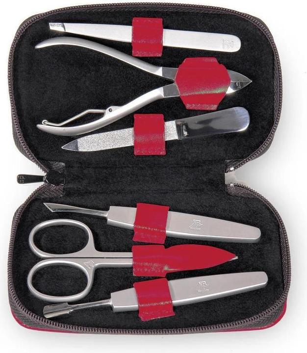 Sacher TR100R.0103 - 6-teilig Maniküretui Manikürenset rot (Leder)