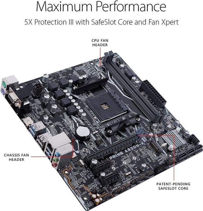 Actual product image ASUS Prime A320M-K (AM4, AMD A320, mATX)