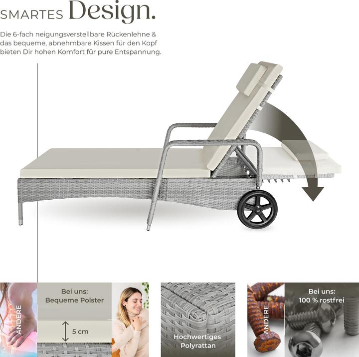 Image du produit tectake Chaise longue (200 cm)