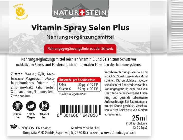 Nährwerte und Zutaten Naturstein Vitamin Spray Selen plus (1 Stück, Spray, 43 g)