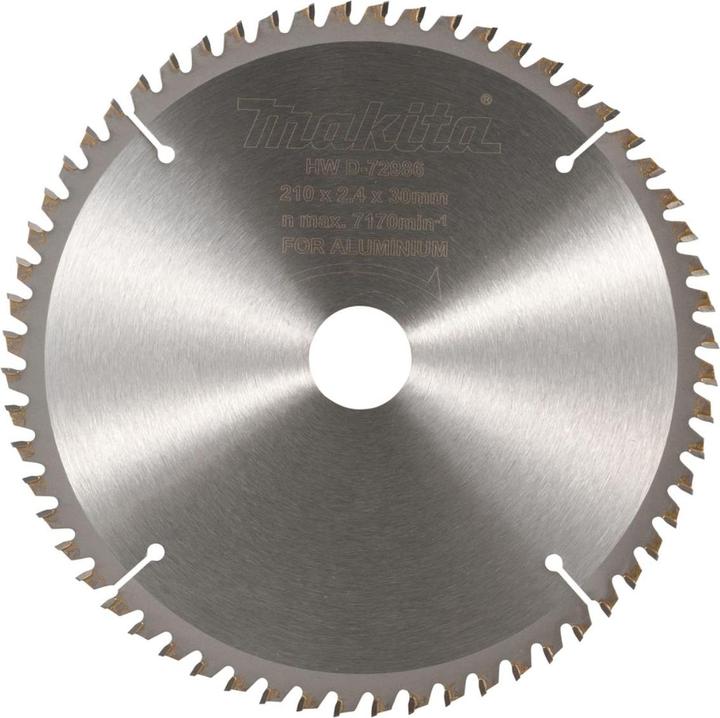 Actual product image Makita D-72986 TCT saw 210X2.4X30mm 5° T60 for cutting aluminum