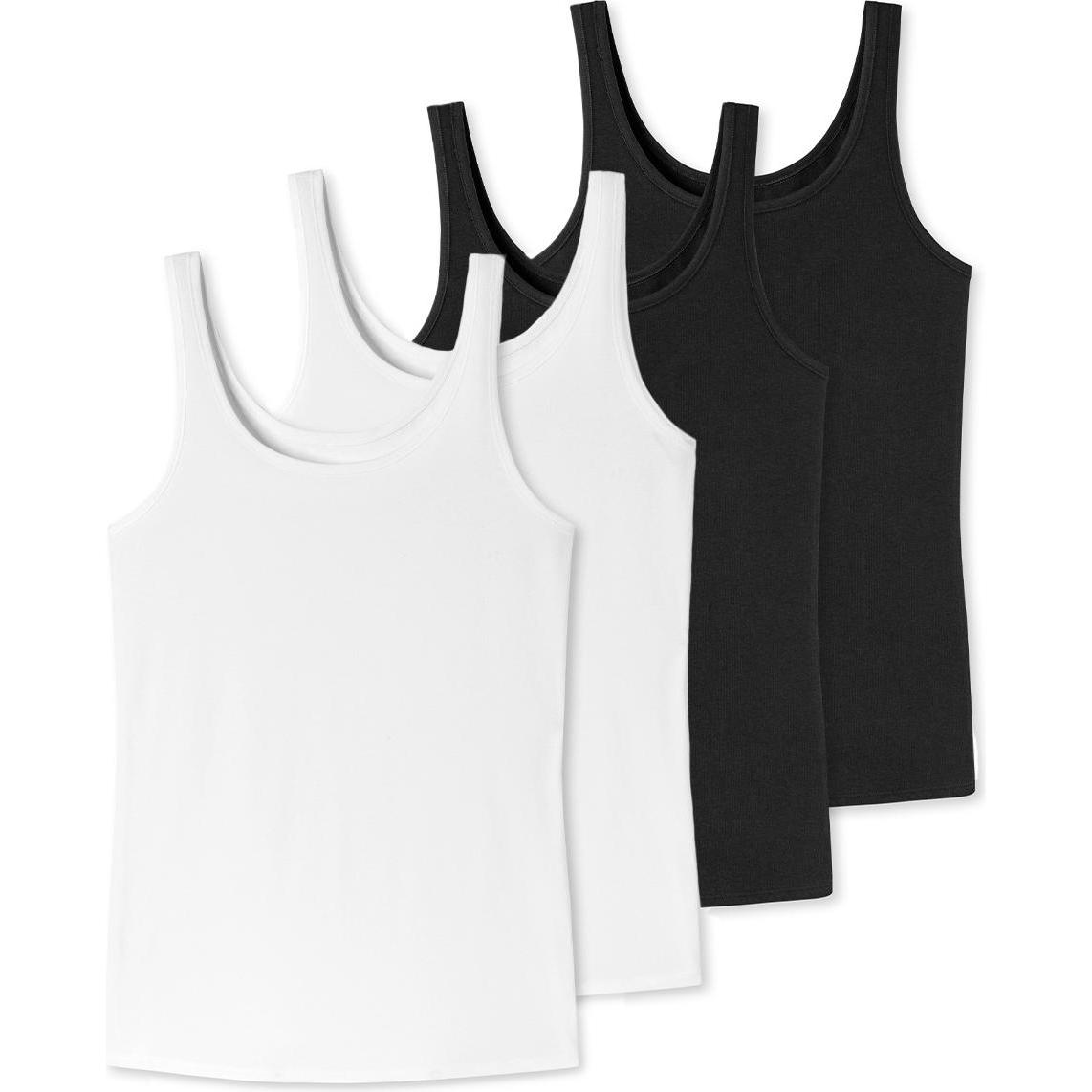 Uncover by Schiesser, Damen, Shirt, 4er Pack Basic Unterhemd / Tanktop, Weiss, Schwarz, (XXL)