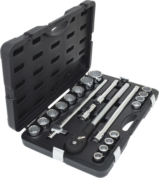Immagine prodotto KS Tools Set di chiavi a bussola da 1/4", 21 T., esagonali esterne, in pollici, cromate satinate opache (3/4")